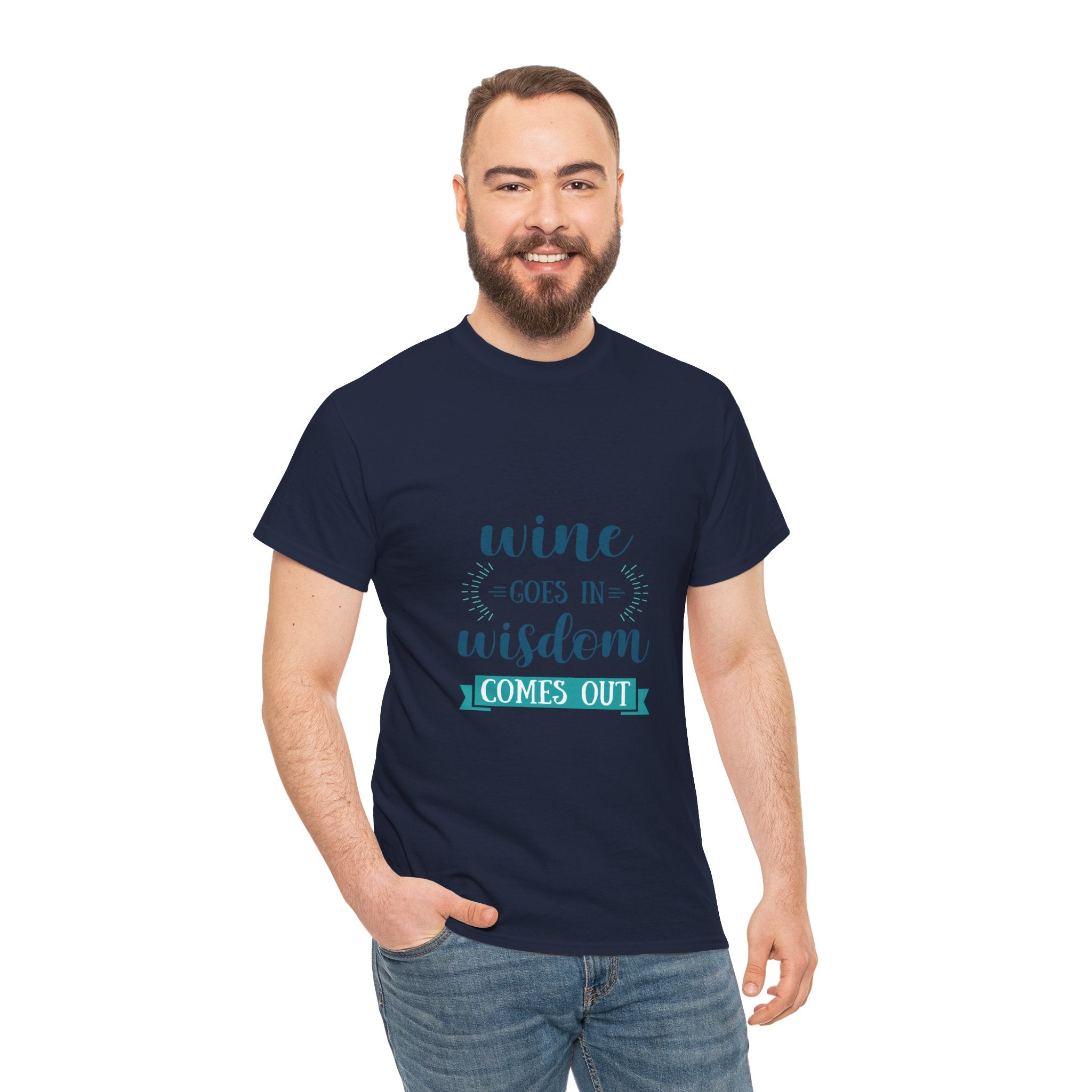 Wine Goes In Wisdom Comes Out Unisex Heavy Cotton Tee, Funny Wine T-Shirt, Gift for Wine Lovers, Casual Wear, Party Shirt
