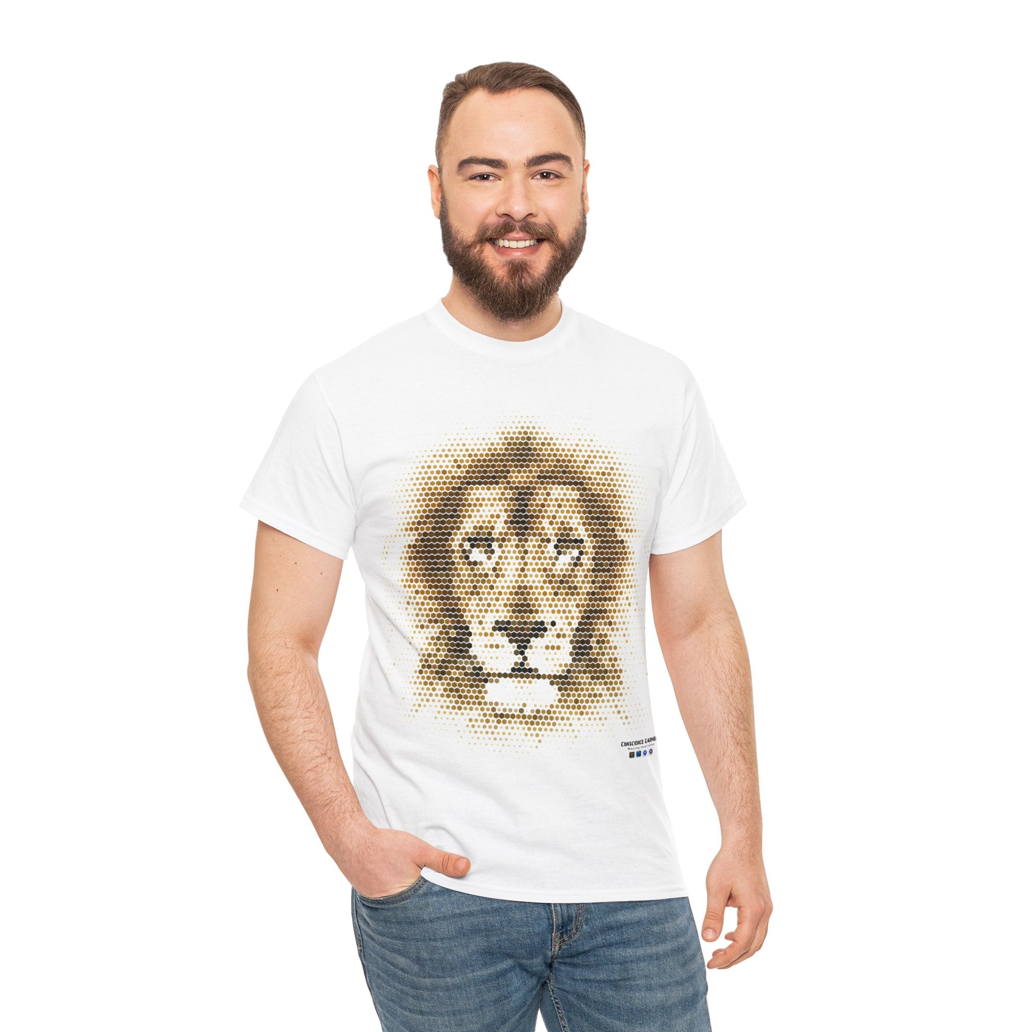 Lion, King of Jungle, T shirt, Unisex Heavy Cotton, Gift, Mindfulness, Motivation, Inspiration, Conscience Garment, Wearing, Positive, White