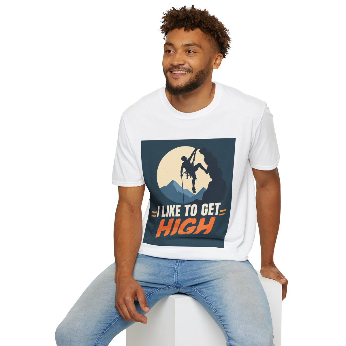Climbing T-Shirt — I Like to Get High Mountain Rock Climber T-Shirt - Gift
