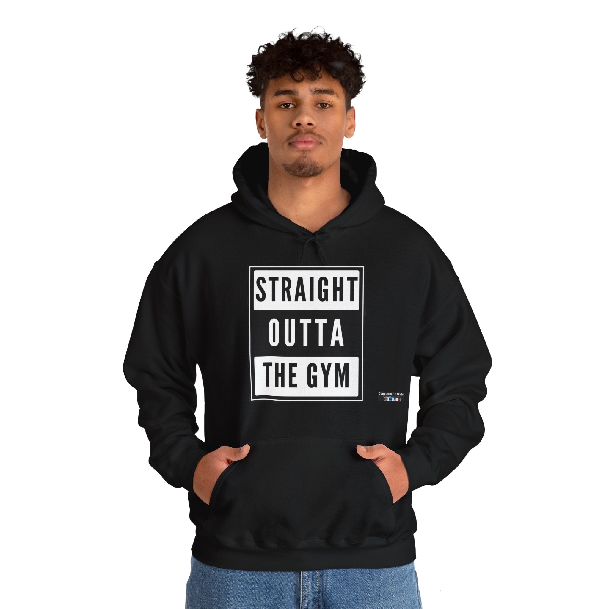 Straight outta the Gym, Unisex Heavy Blend, Hooded Sweatshirt T shirt, Cotton, Gift, Funny, Mindfulness, Motivational, Inspirational