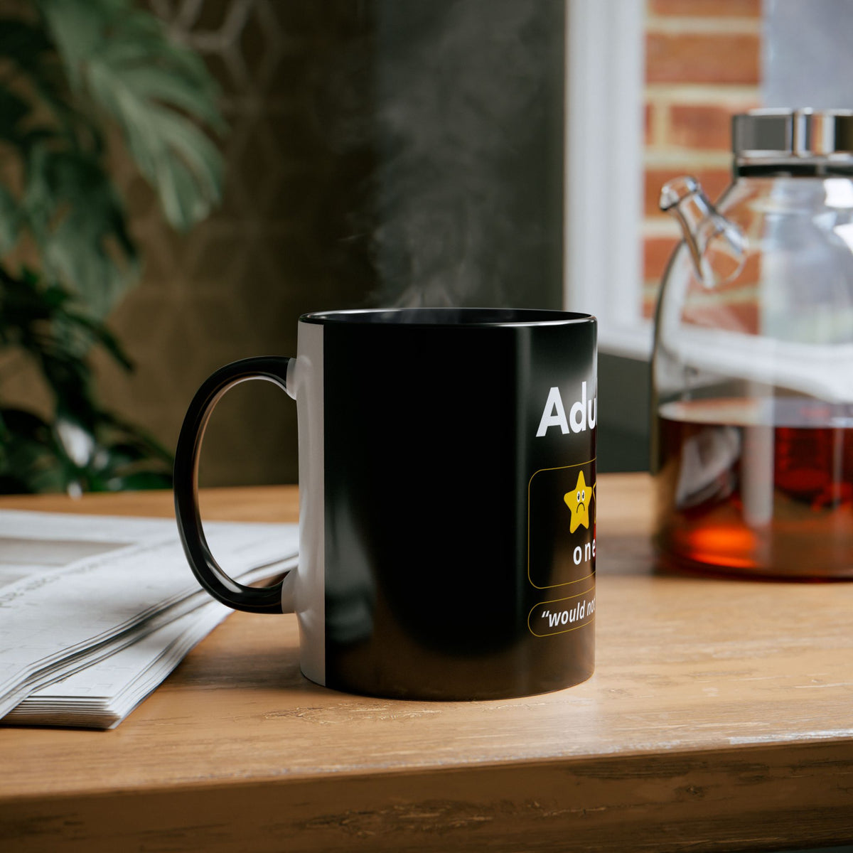 Funny Two-Tone Coffee Mug - 'Adulting: One Star' 11oz - Perfect Gift for Millennials - Conscience Garment