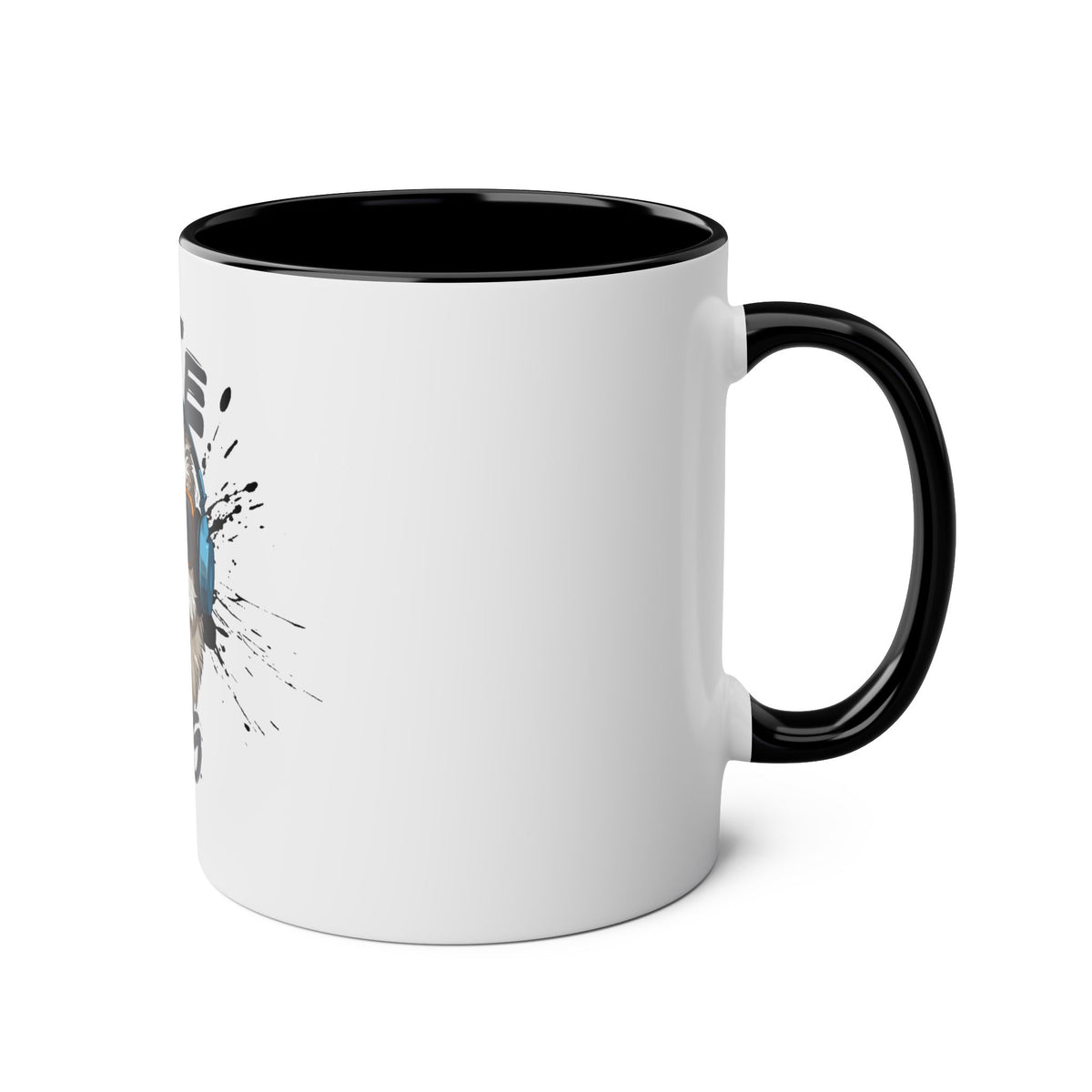 Cute Dog with Headphones Mug, Two-tone, 11oz - Conscience Garment