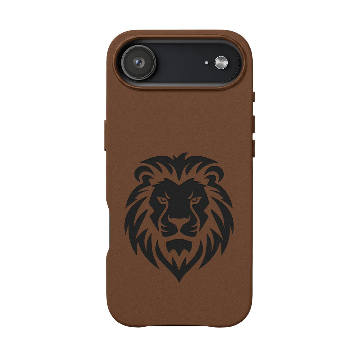Engraved PU Leather Phone Case — Embossed Lion Design