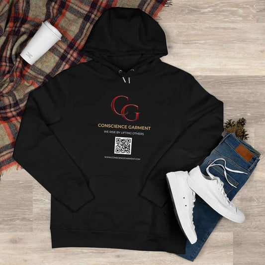Conscience Garment 'CG' Logo Hoodie — King Hooded Sweatshirt with QR Code