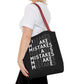 Mistakes Repeat Pattern Tote Bag — Black Typography Shopper