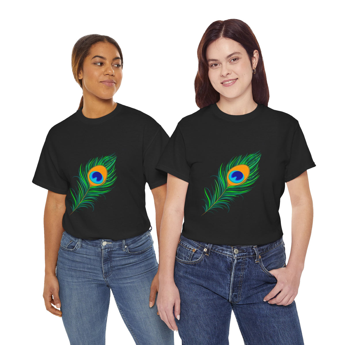 Peacock Feather Tee — Vibrant Nature Graphic T-Shirt - Conscience Garment