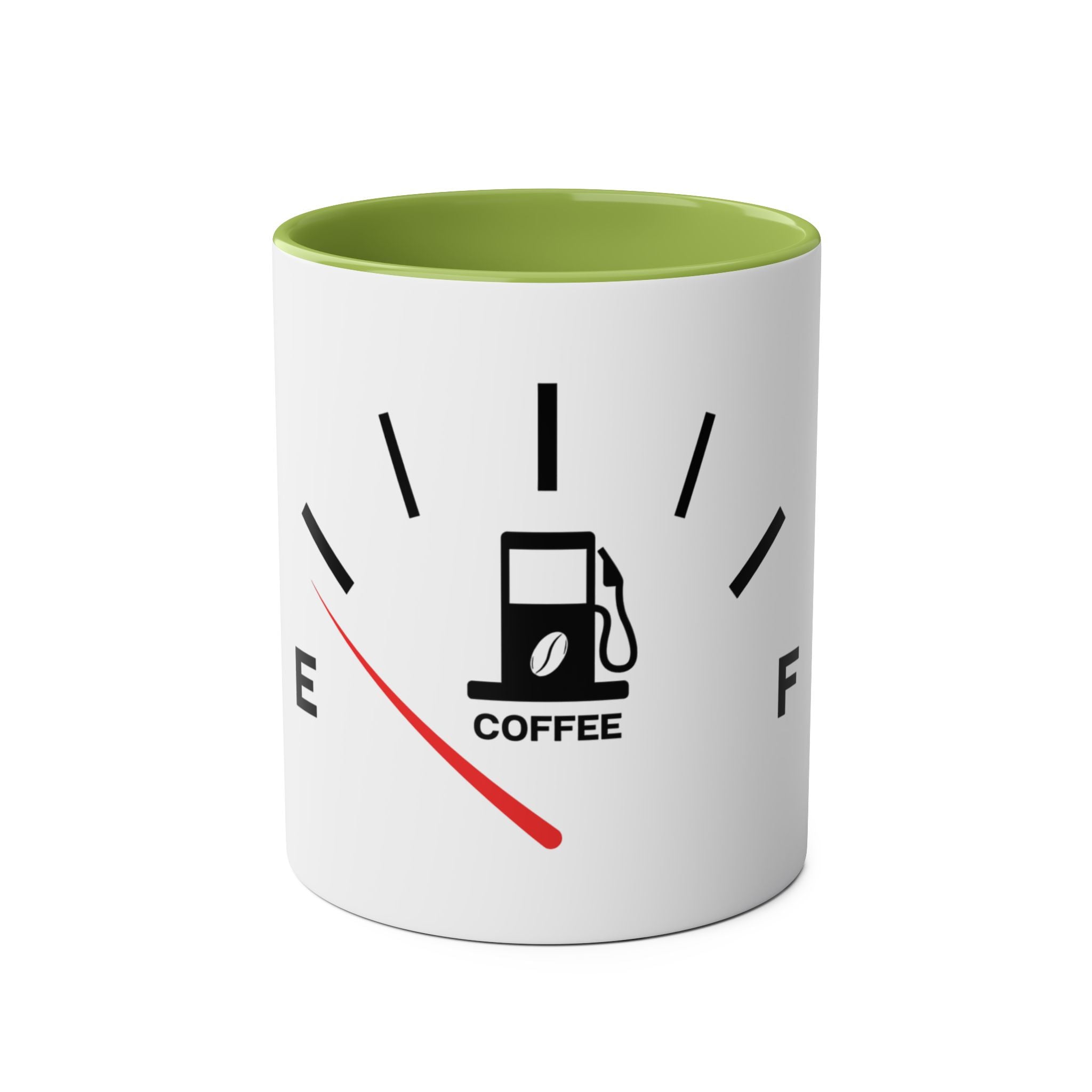 Funny Two-Tone Coffee Mug with Fuel Coffee Gauge Design