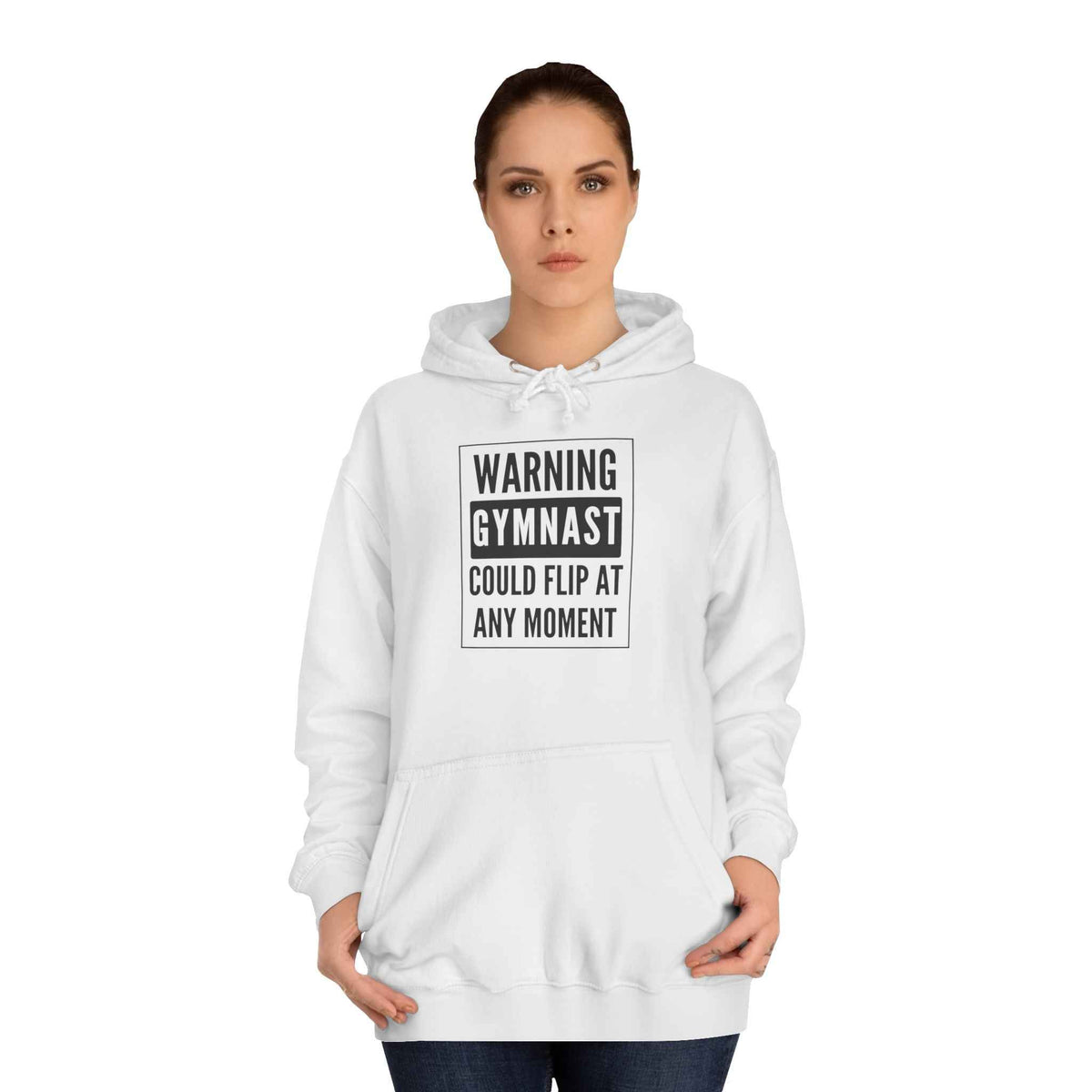 Warning Gymnast Hoodie — "Could Flip at Any Moment" Funny Gymnastics Hoodie