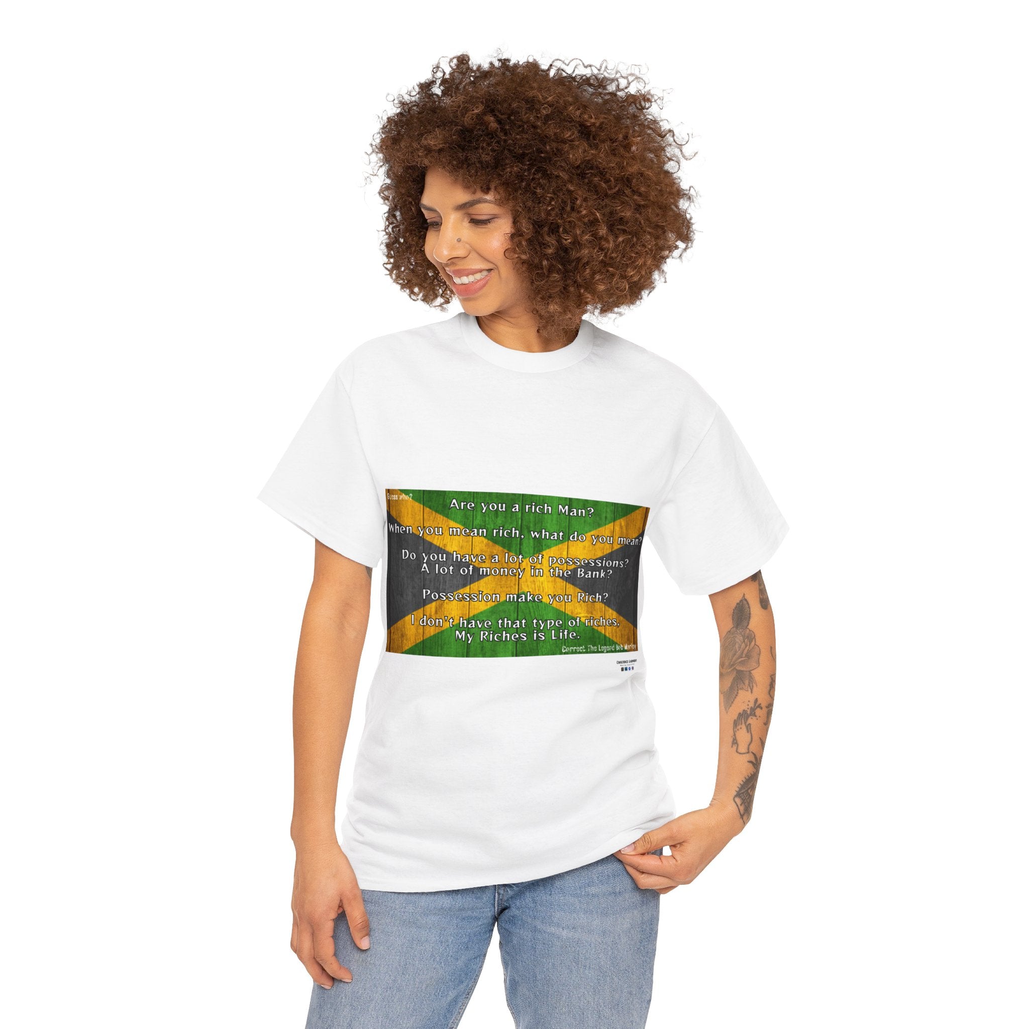 Bob Marley, T shirt, Jamaica, Flag, Gift, Mindfulness, Motivation, Inspiration, Conscience Garment, Wearing, Positive, White