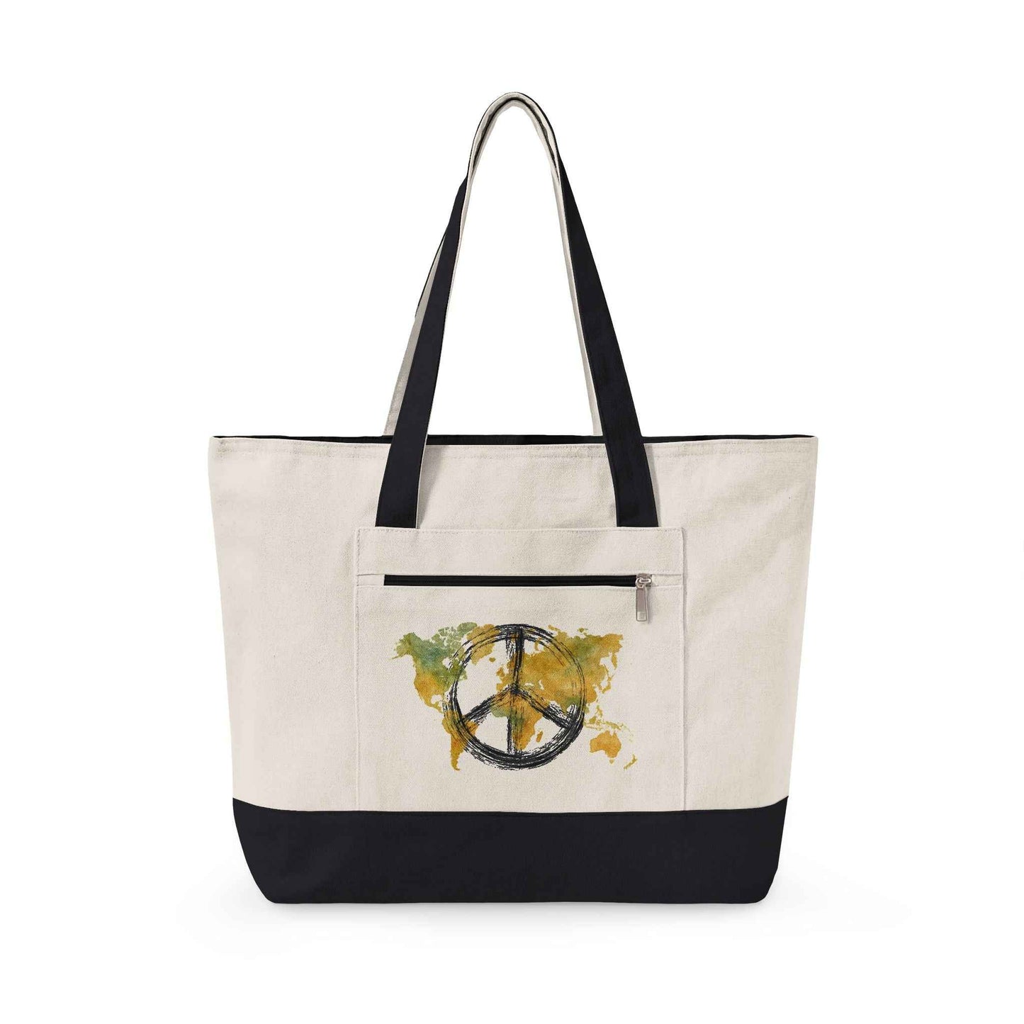Canvas Tote Bag World Peace - World Map Watercolor Print