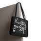 Mistakes Repeat Pattern Tote Bag — Black Typography Shopper