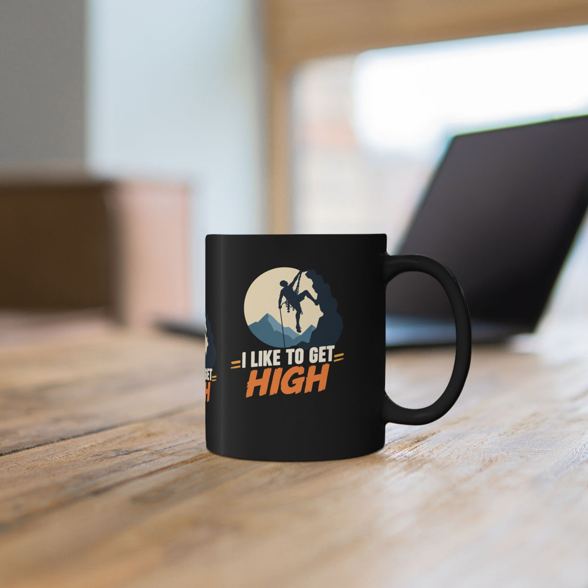 Climbing Mug – "I Like to Get High" Rock Climber Coffee Cup Gift