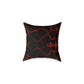 Lava Crackle Square Pillow — Fiery Red Black Decorative Throw Pillow