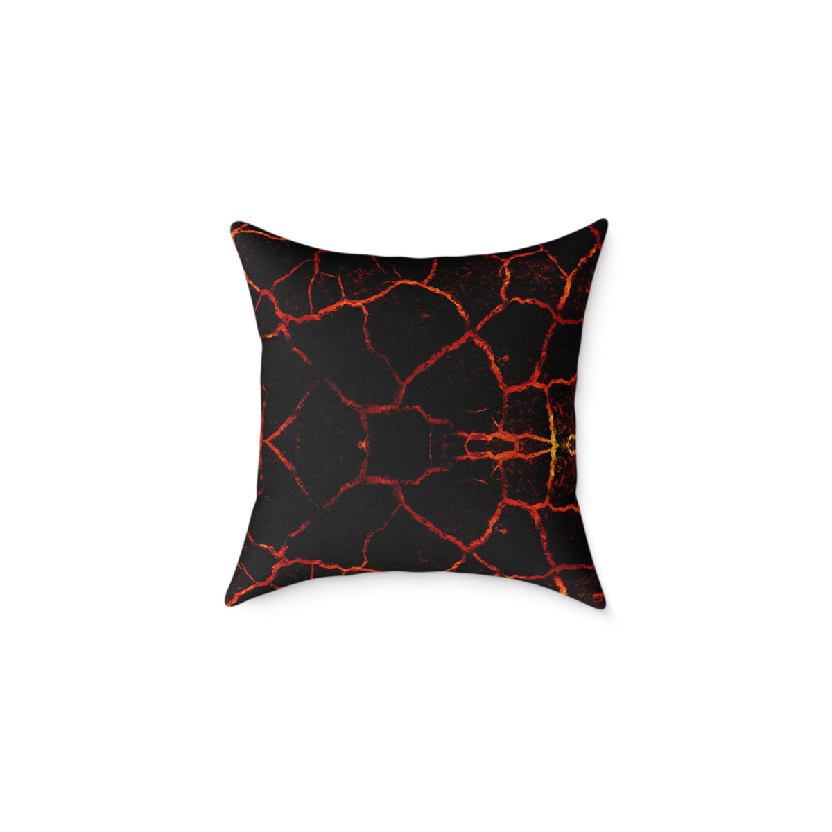 Lava Crackle Square Pillow — Fiery Red Black Decorative Throw Pillow