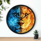 Lion Face Wall Clock — Blue & Orange Dual-Tone Lion Art Clock