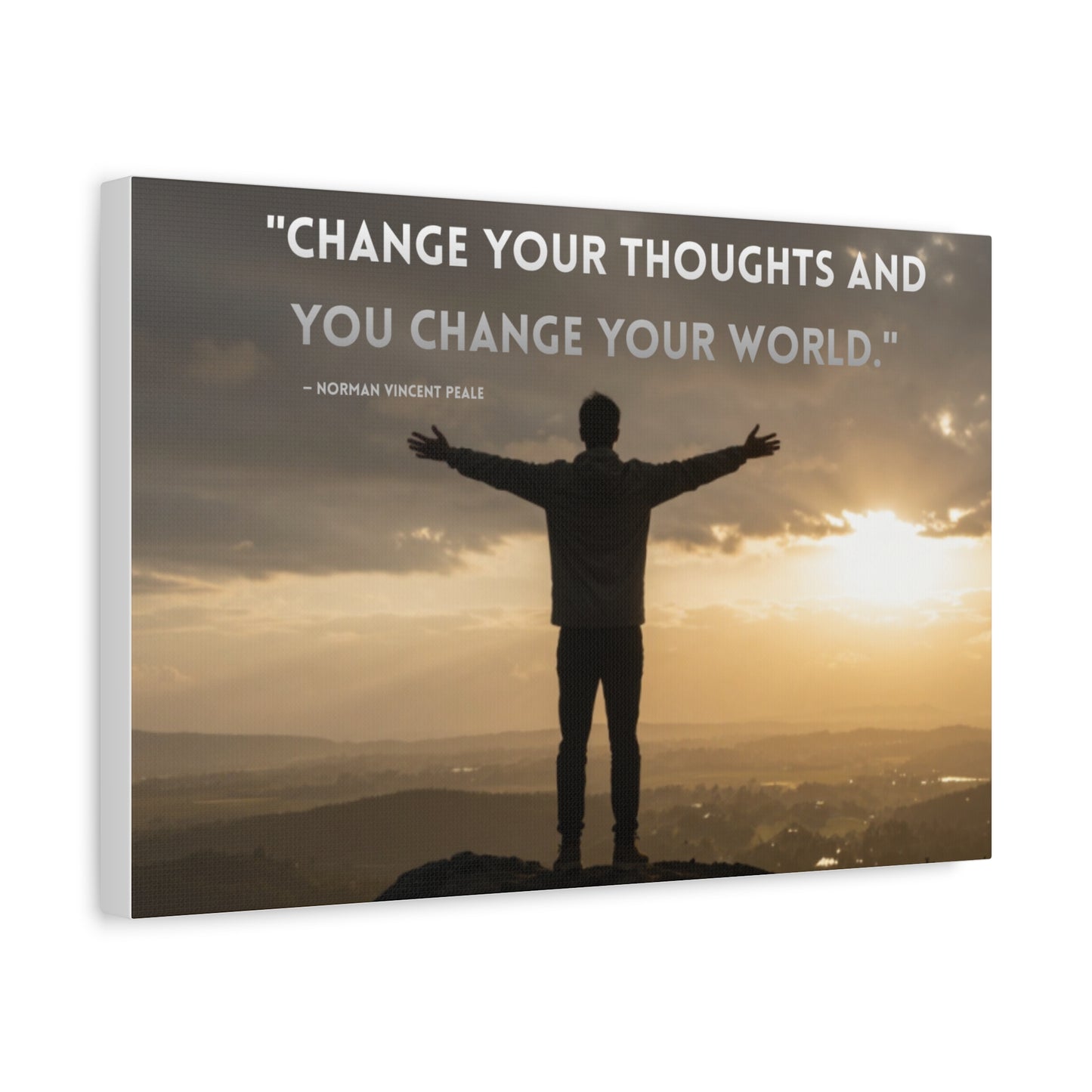 Inspirational Canvas Wall Art – “Change Your Thoughts and You Change Your World” Matte Stretched Canvas