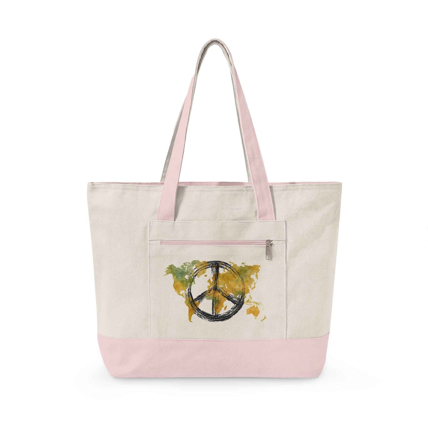 Canvas Tote Bag World Peace - World Map Watercolor Print