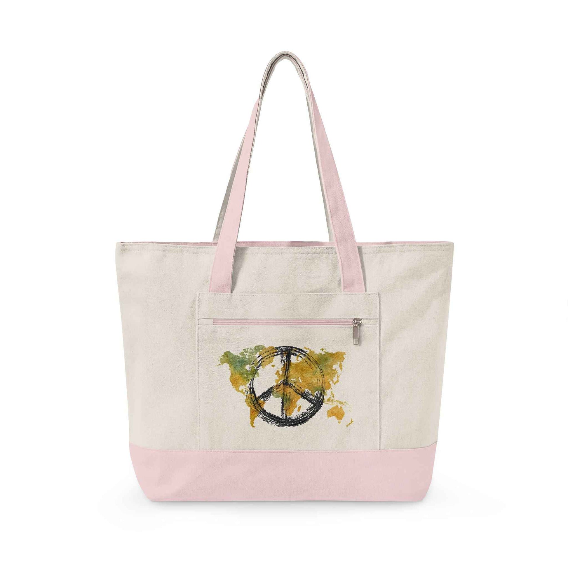 Canvas Tote Bag World Peace - World Map Watercolor Print