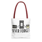 Retro Media 'Never Forget' Tote Bag — Vintage Cassette, VHS & Floppy Design