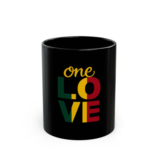 One Love Black Coffee Mug — Rasta Colors Inspirational Ceramic Mug (11oz, 15oz)