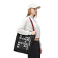 Mistakes Repeat Pattern Tote Bag — Black Typography Shopper