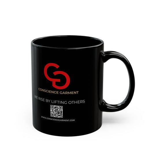 Empowering Black Mug - We Rise by Lifting Others, Unique Gift for Motivational Enthusiasts, Coffee Lovers, Inspirational Decor - Conscience Garment