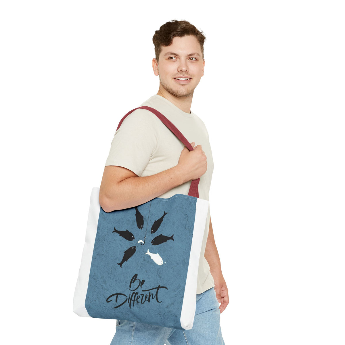 Be Different Whale Tote Bag — Inspirational Ocean Animal Canvas Tote
