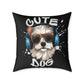 Cute Dog Headphones Square Pillow — Cool Sunglasses Pet Decor