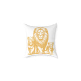 Lion Family Decorative Pillow – Golden Lion & Cubs Square Throw Pillow