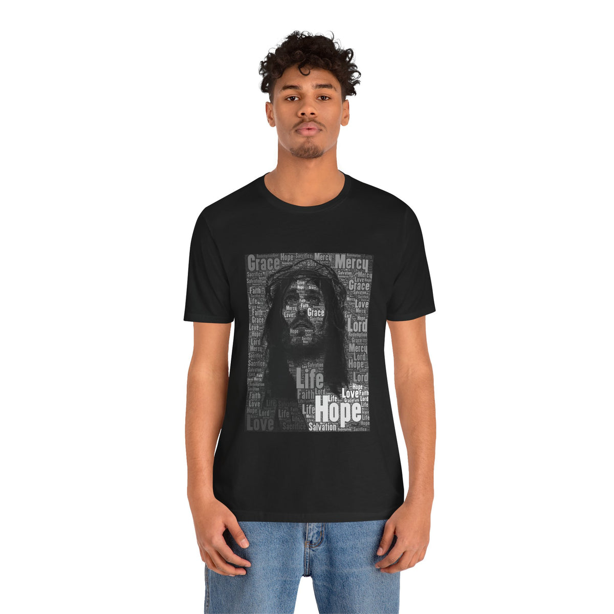 Jesus Christ with Inspiring Words T-shirt - Conscience Garment