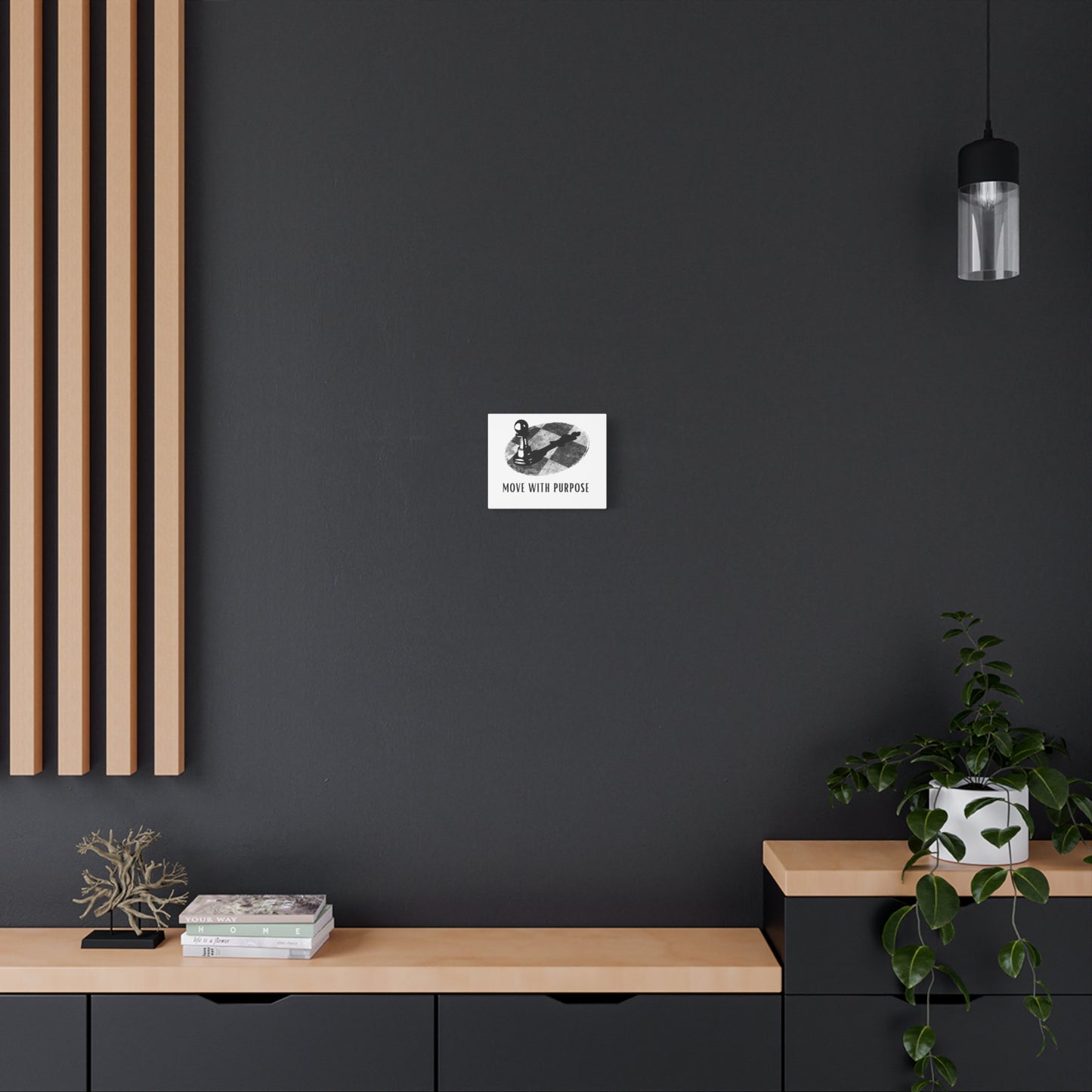 Move With Purpose Canvas Wall Art — Motivational Chess Pawn Print