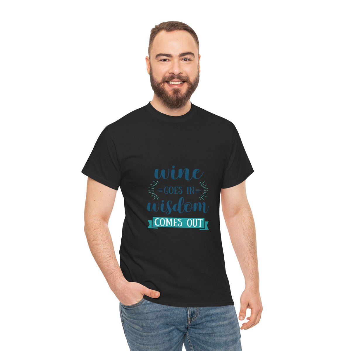 Wine Goes In Wisdom Comes Out Unisex Heavy Cotton Tee, Funny Wine T-Shirt, Gift for Wine Lovers, Casual Wear, Party Shirt - Conscience Garment