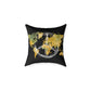 World Map Peace Sign Throw Pillow — Gold & Black Travel Decorative Pillow