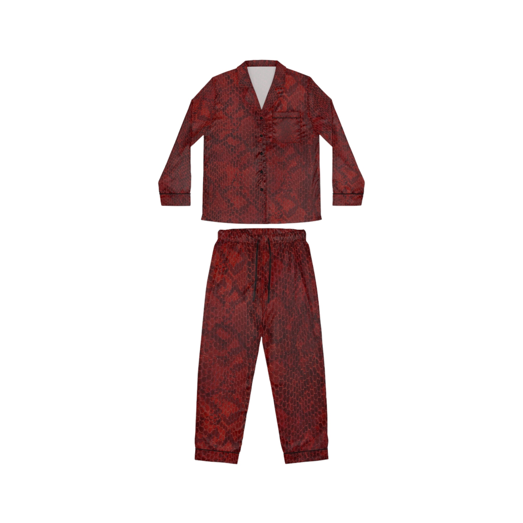 Red Snakeprint Satin Pajama Set — Women's Luxe Sleepwear