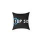 Top Sis Square Throw Pillow — Black Canvas Accent Cushion