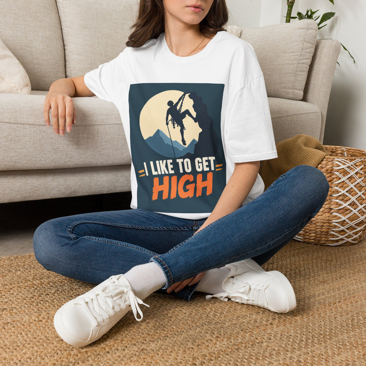 Climbing T-Shirt — I Like to Get High Mountain Rock Climber T-Shirt - Gift