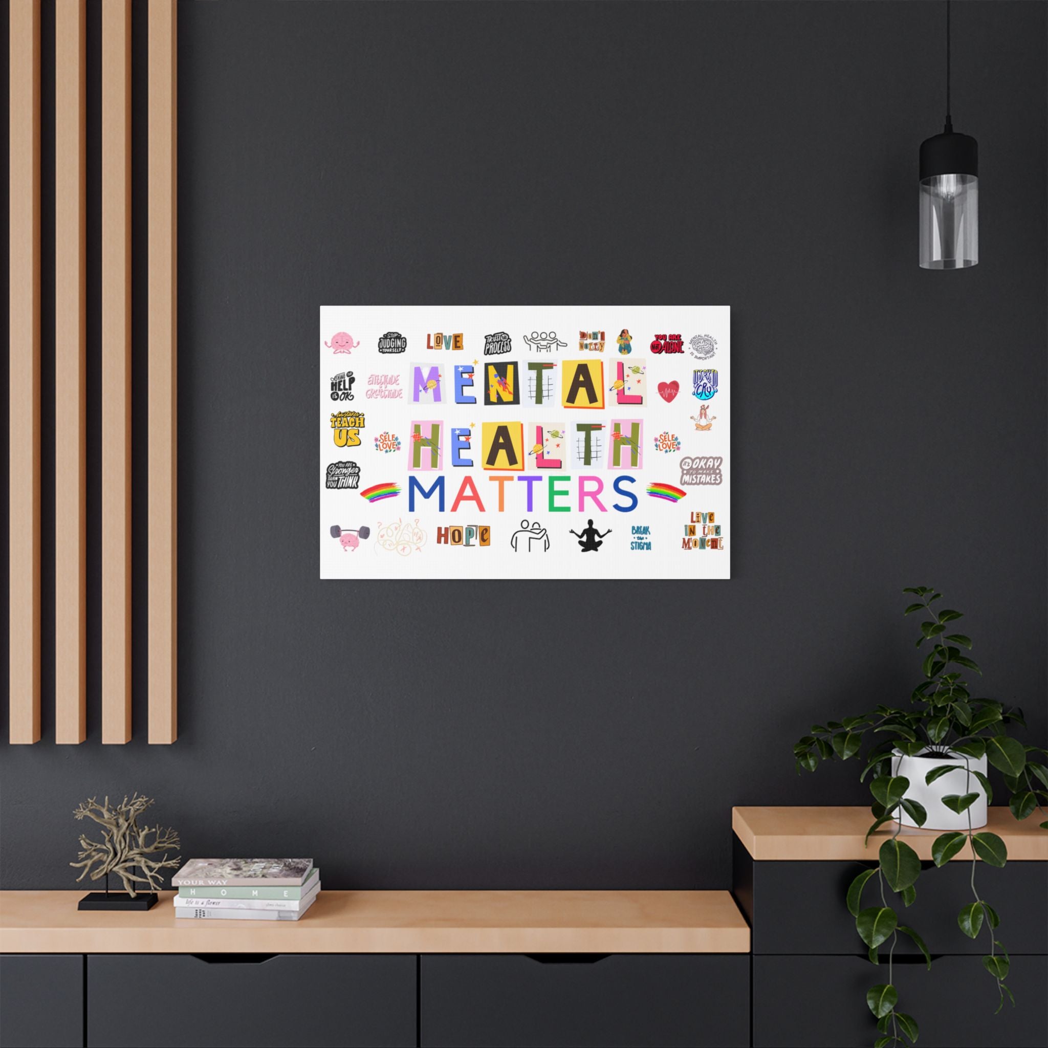 Mental Health Matters Canvas, Stretched, Gift, Office, Mindfulness, Motivational, Inspirational, Coffee, Tea, Positive, Mindset