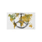 Peace World Map Outdoor Rug — Watercolor Earth & Peace Symbol Doormat