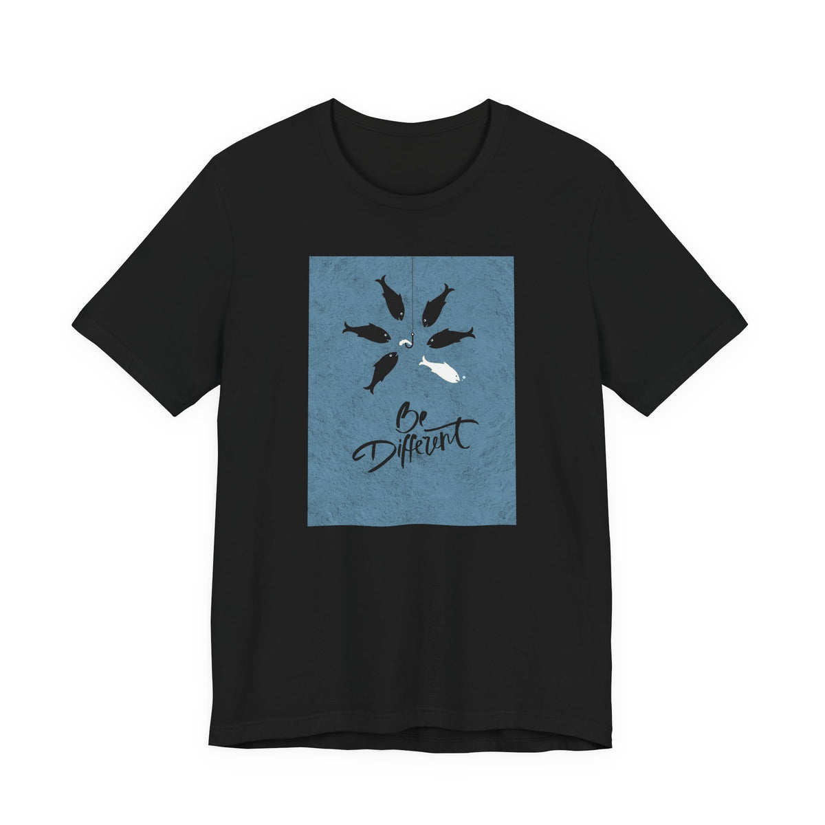 Be Different T-Shirt — Whale Graphic Tee (White on Blue)