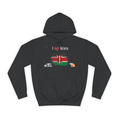 I Love Kenya Unisex College Hoodie - Cozy National Pride Apparel - Conscience Garment