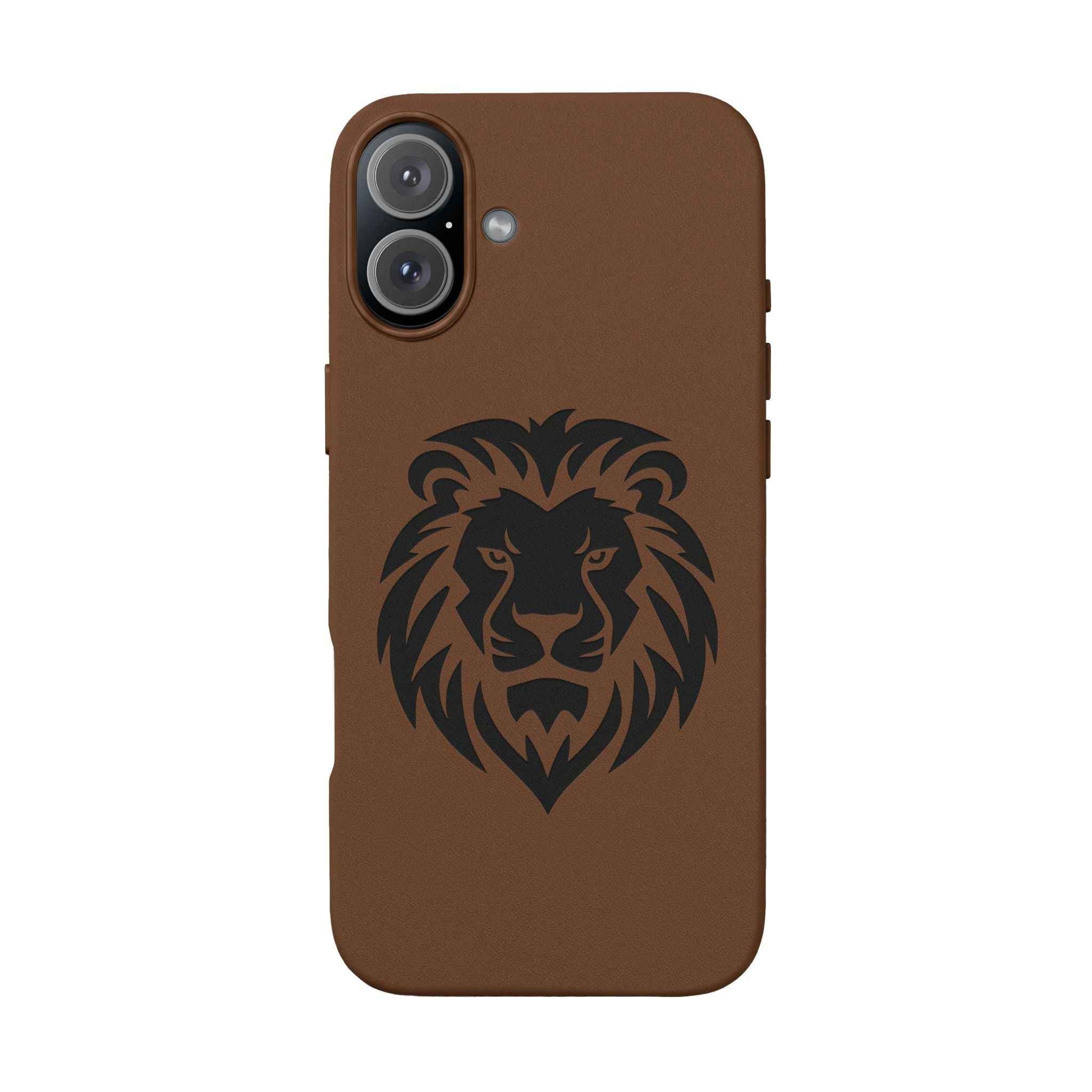 Engraved PU Leather Phone Case — Embossed Lion Design