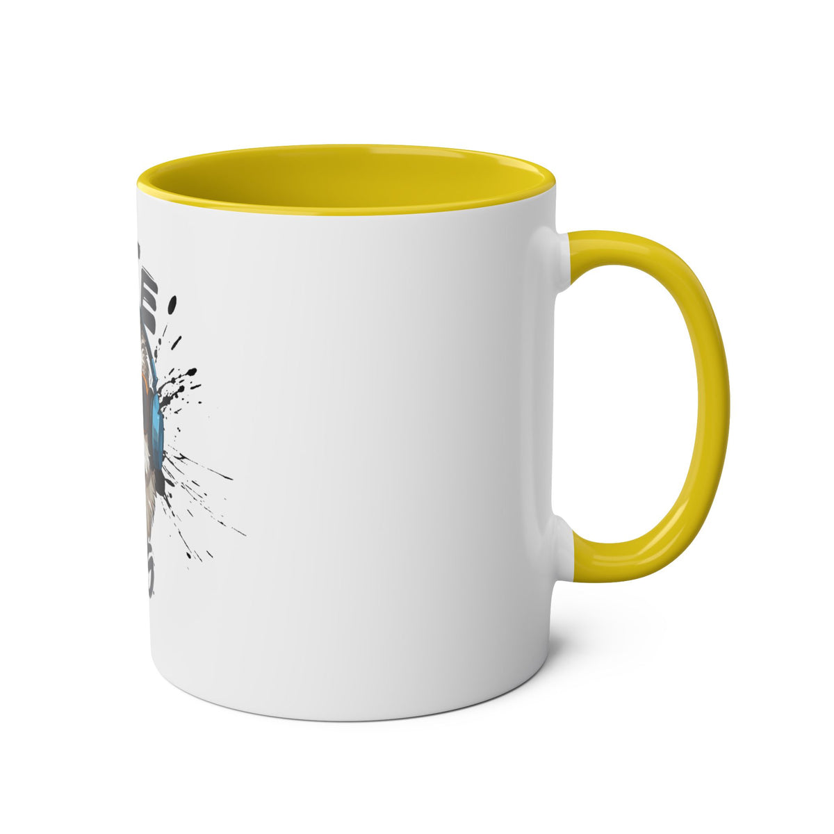 Cute Dog with Headphones Mug, Two-tone, 11oz - Conscience Garment