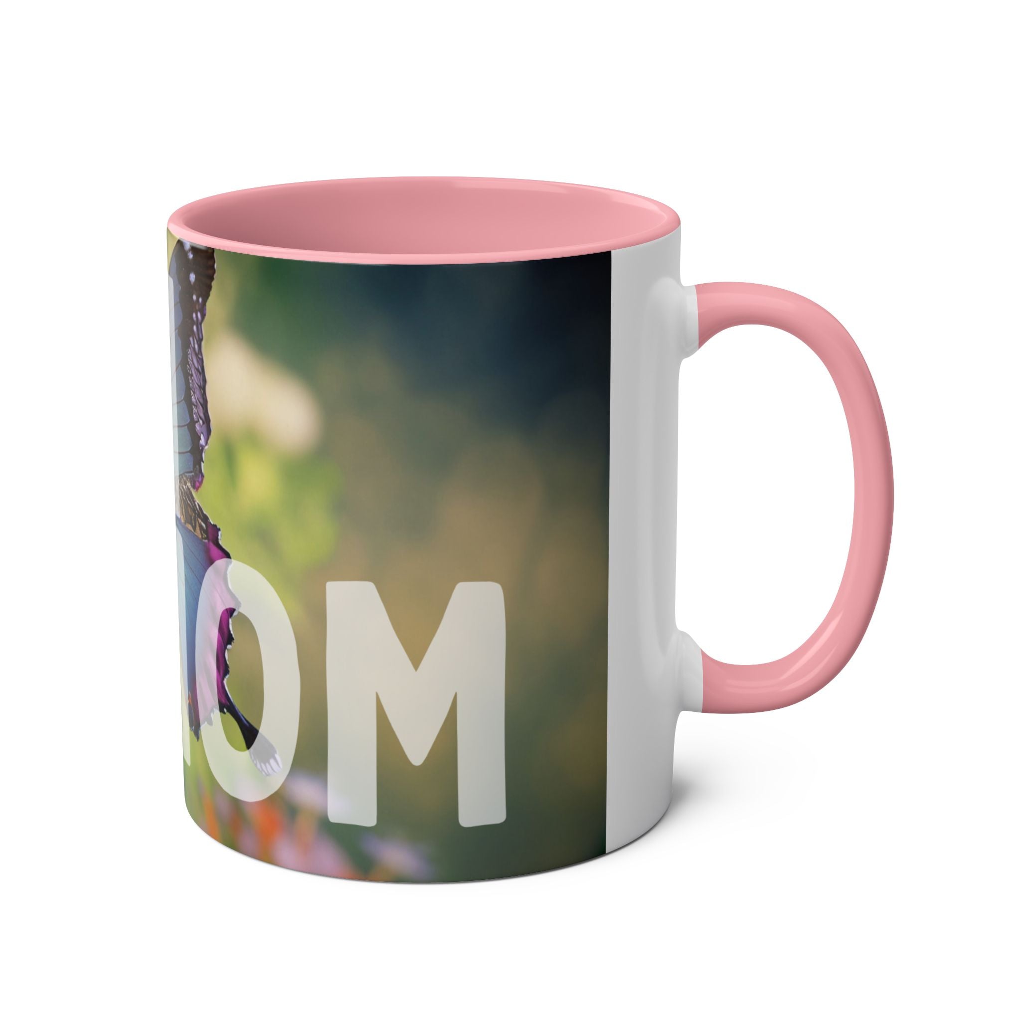 Mom Wow Two-Tone Coffee Mug, Birthday Gift, Mothers Day, 7 Colors