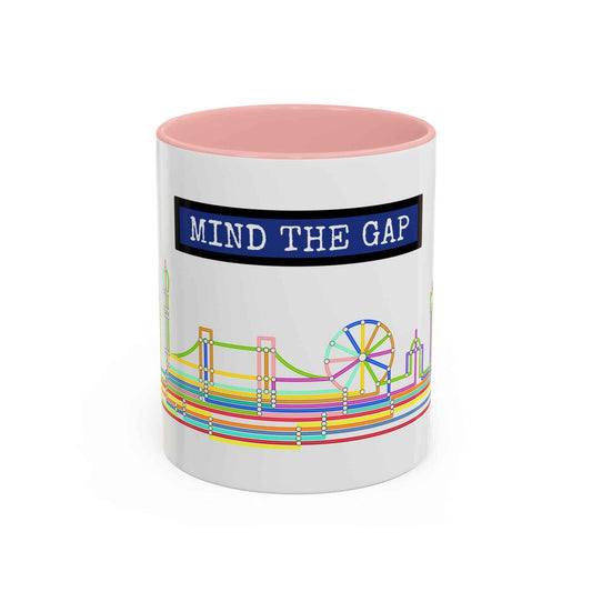 Mind the Gap Coffee Mug — Colorful City Skyline Accent Mug (11/15oz)