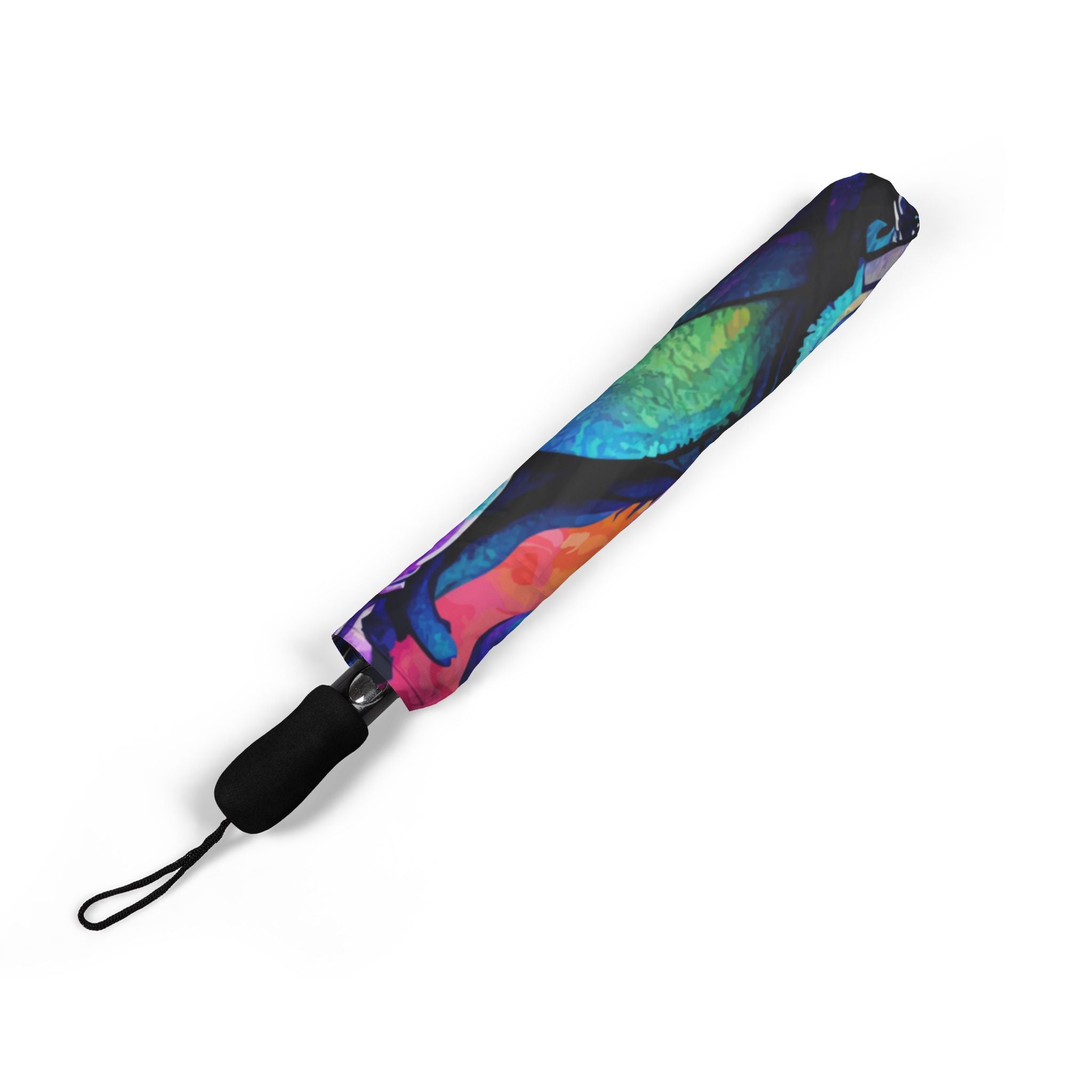 Colorful Graffiti Skull Foldable Umbrella — Semi-Automatic Compact Rain Umbrella