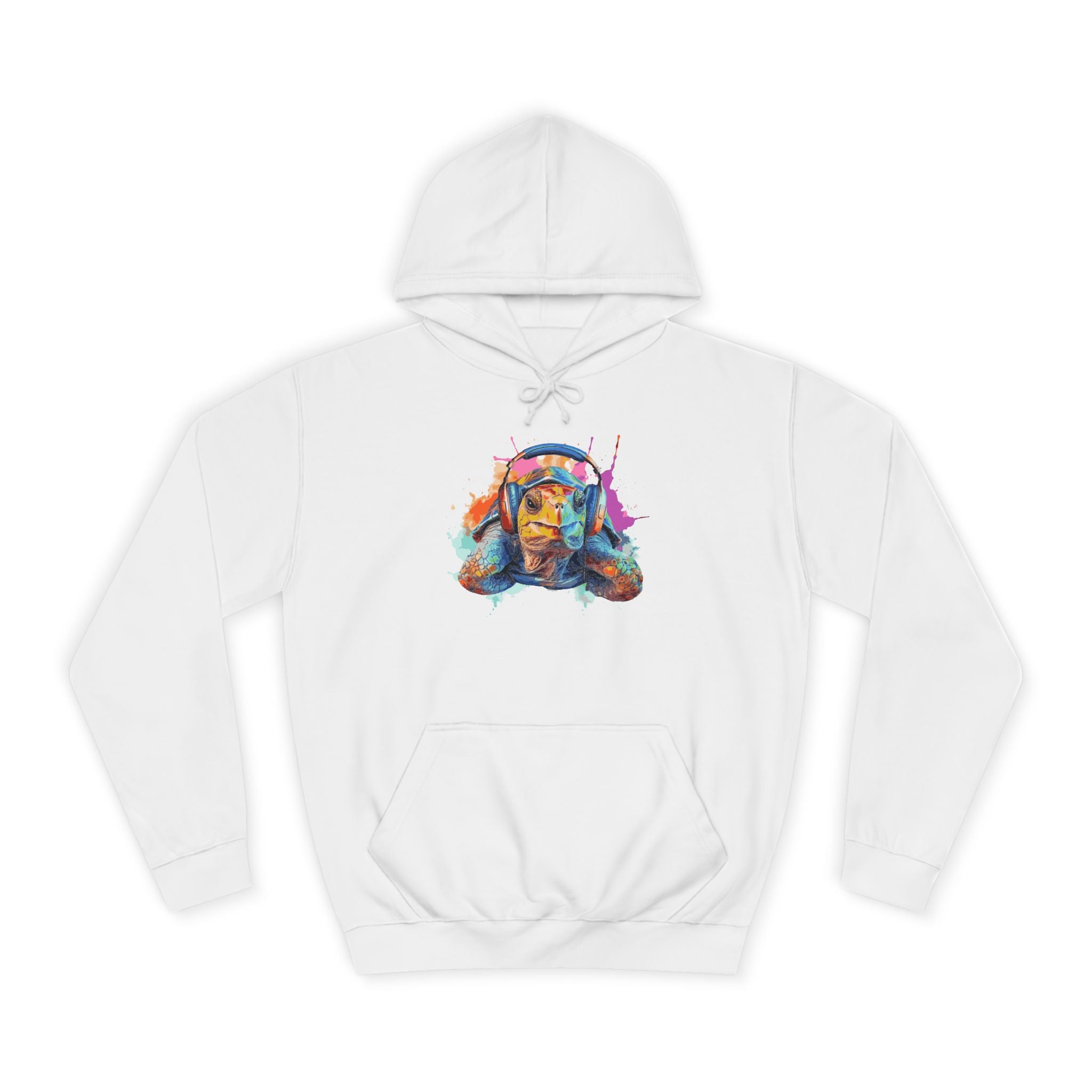 Colorful Turtle Headphones Hoodie — Watercolor Music Hoodie