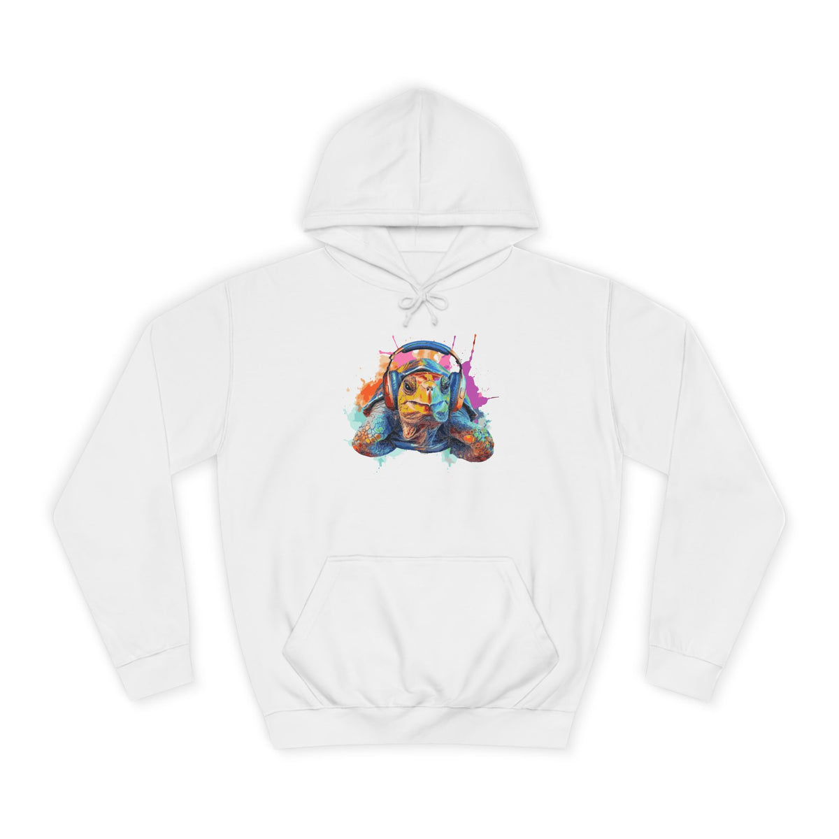 Colorful Turtle Headphones Hoodie — Watercolor Music Hoodie