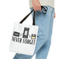 Retro Media 'Never Forget' Tote Bag — Vintage Cassette, VHS & Floppy Design