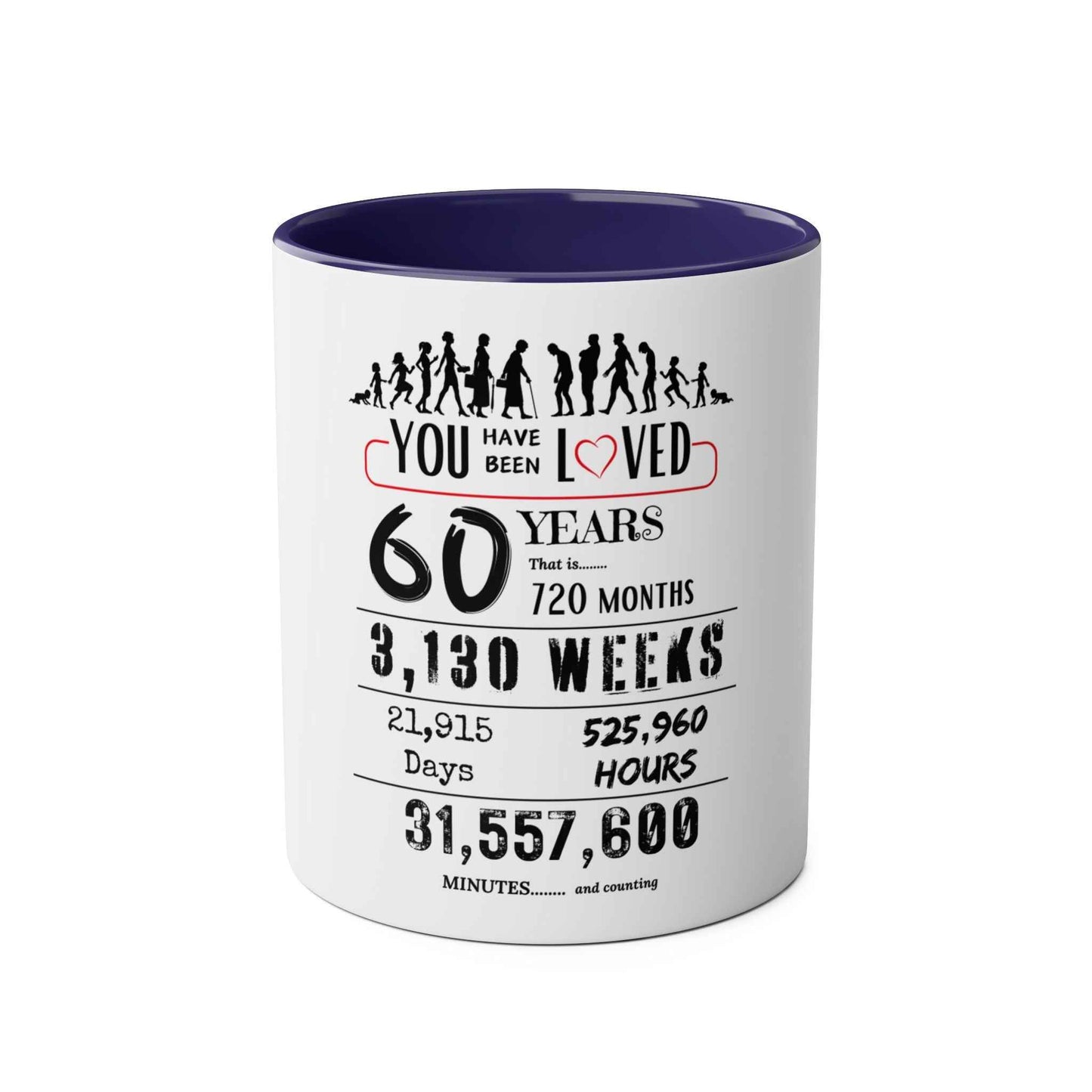 60th Birthday Two-Tone Coffee Mug, 11oz