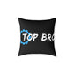 Top Bro Square Throw Pillow - Black Canvas Accent Cushion with Gear Logo